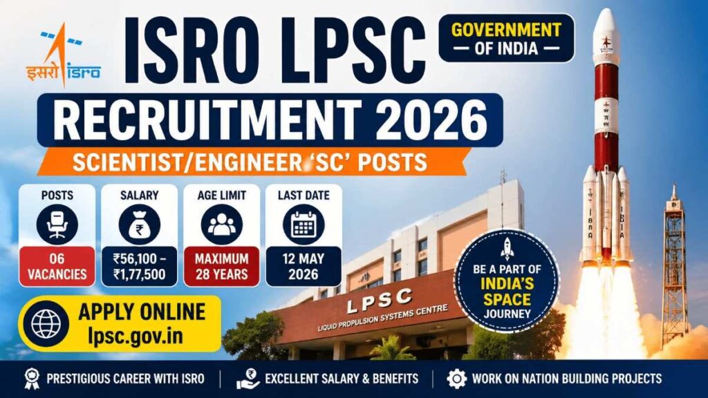 ISRO LPSC Recruitment 2026 Apply Online for Scientist Engineer SC Posts